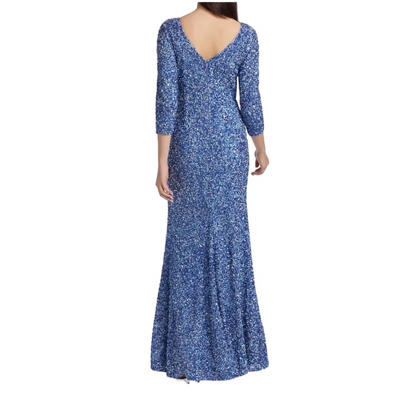 NWT Theia Three-Quarter Sleeve Sequin Sheath Gown - size 4 - Picture 2 of 9